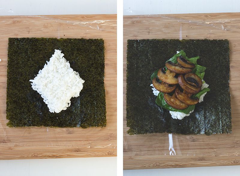 Schritt für Schritt Anleitung für Onigirazu, japanische Sushi Sandwiches