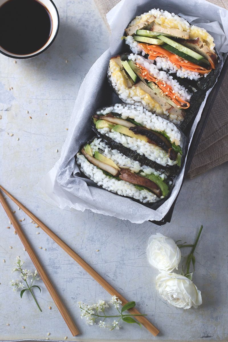 Onigirazu - japanisches Sushi Sandwich. Vegan und Glutenfrei