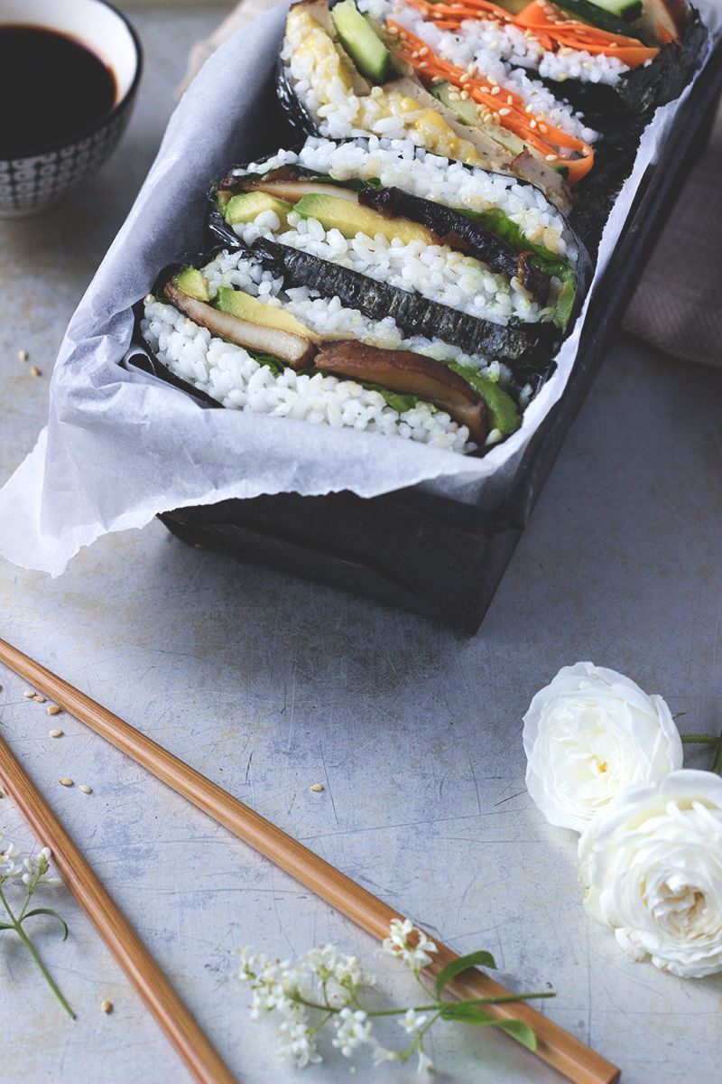 Onigirazu, japanische Sushi Sandwiches. Veganes und glutenfreies Rezept